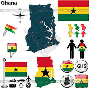 Map of Ghana - vector EPS clipart