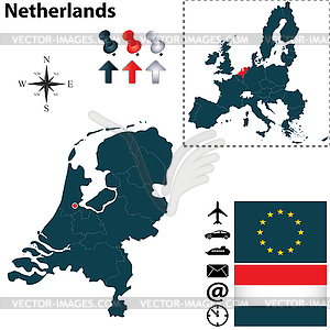 Map of Netherlands with European Union - vector image