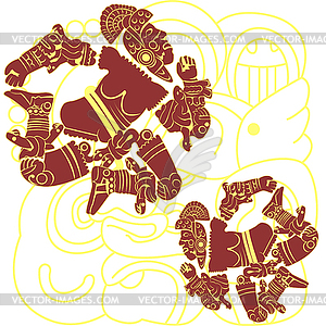 Mayan and aztec warriors - vector image