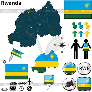 Карта Руанды - векторный клипарт