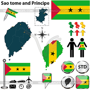 Map of Sao tome and Principe - vector clipart