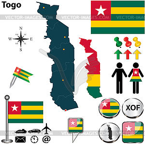 Map of Togo - vector clipart