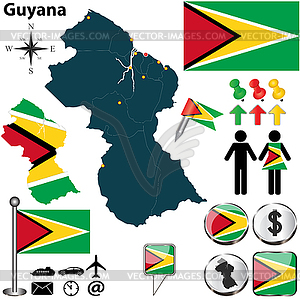 Map of Guyana - vector clip art