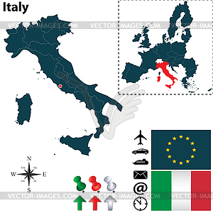 Map of Italy with European Union - vector clipart