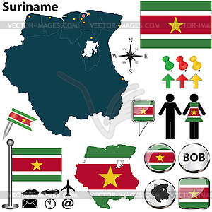 Map of Suriname - vector clipart
