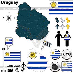 Uruguay map - vector clipart