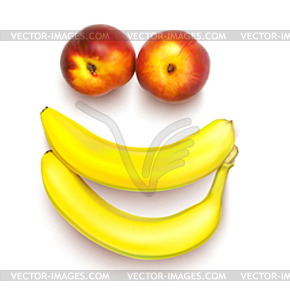 Smile fruits, bananas and nectarines - vector image