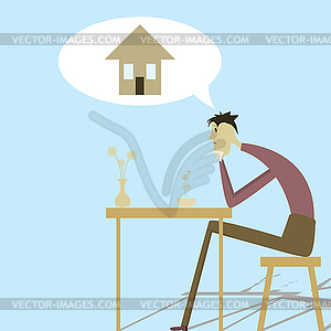 Person in need of housing - vector clipart