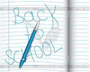 School notebook with pen - vector clip art