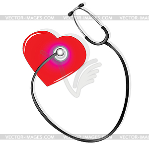 Stethoscope and heart - vector image