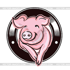 Pig head silhouette, good for farm or restaurant - vector clip art