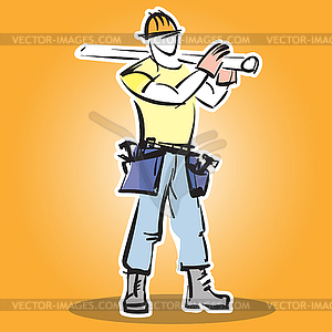 Worker in protective wear and the helmet - vector image