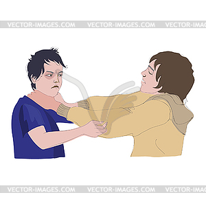 Boys fighting - vector clipart