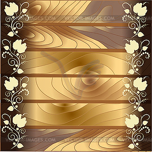 Pattern on wood background - vector image