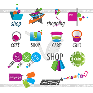 Collection of logos shopping and card - vector image