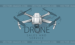 Drawn drone for sale and service - vector clipart