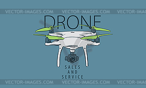 Drawn drone for sale and service - vector clip art