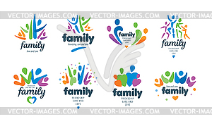 Set of painted abstract family logos - vector clipart / vector image