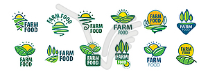 Set of Farm food logos - vector clipart