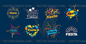 Set of logos with fireworks - vector clip art