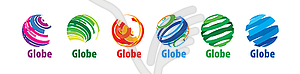 Set of abstract logos of global network - vector clipart