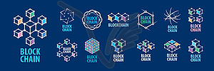 Set of Abstract logos Blockchain - vector image