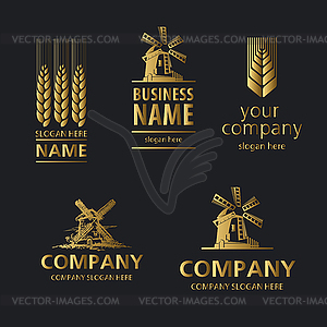 Bread logo on black background - vector clipart