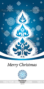 Blue lace image winter tree - vector clipart