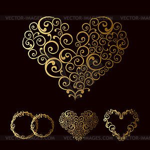 Tracery wedding love heart - vector clip art