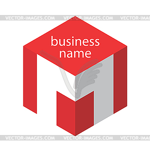 Куб красного логотипа - изображение в векторном формате