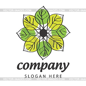 Logo green and yellow petals - vector clip art