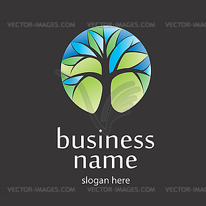 Tree logo on black background - vector image