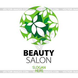 Зеленый шар листьев логотипа для салона красоты - клипарт в векторном формате