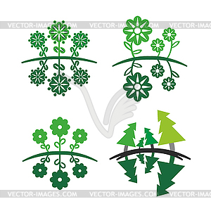 Green plant with reflection at bottom - vector clipart / vector image