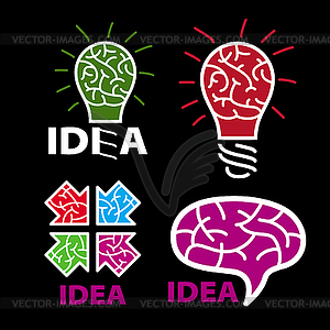 Llogo idea. brain on black background - vector clipart / vector image