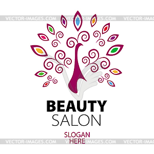 Peacock logo for beauty salon - vector clip art