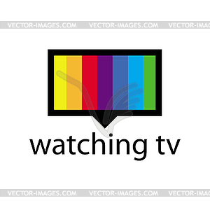 Logo with spectrum in TV screen - vector image