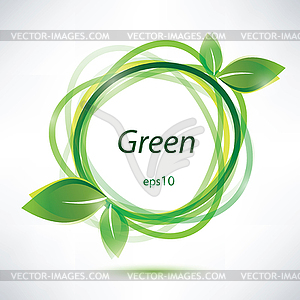 Abstract green background, floral border - vector image