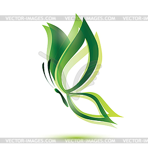 Green butterfly, ecology concept - vector clipart