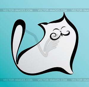 Fat happy cat - vector clipart