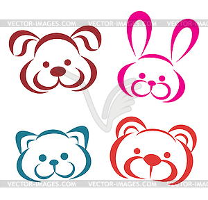 Teddy animals portraits - royalty-free vector clipart