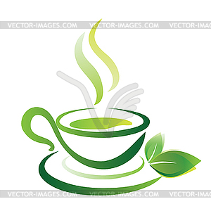 Sketch of green tea cup, icon - vector clipart