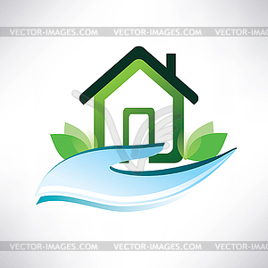 House symbol on palm - vector image