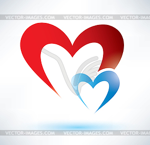 Two hearts symbol, love concept - vector clip art