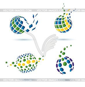 Abstract globe set of icons - vector clipart