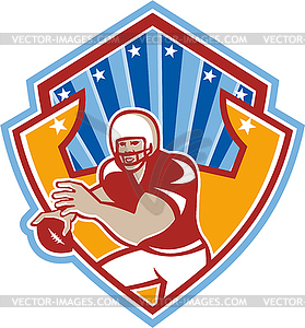 American Football Quarterback Star Shield - vector clip art