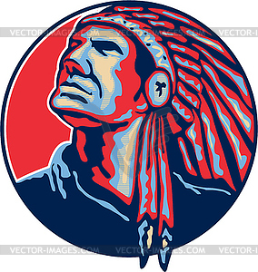 Native American Indian Chief Retro - vector clip art