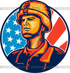 American Serviceman Soldier Flag Retro - vector clip art