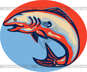 Atlantic Salmon Fish Jumping Retro - vector clipart / vector image