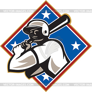 Baseball Hitter Bat Diamond Retro - vector clipart